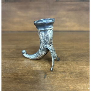 Vintage Norway Sterling Silver 925 Cornucopia Viking Open Salt Marked “REO” 2”